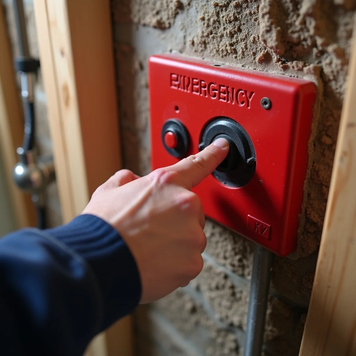 Standard red emergency toggle switch on furnace cabinet verified in the ON position
