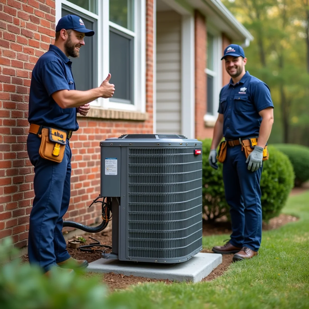 HVAC technician maintaining packaged heating and cooling unit in Edgewood MD