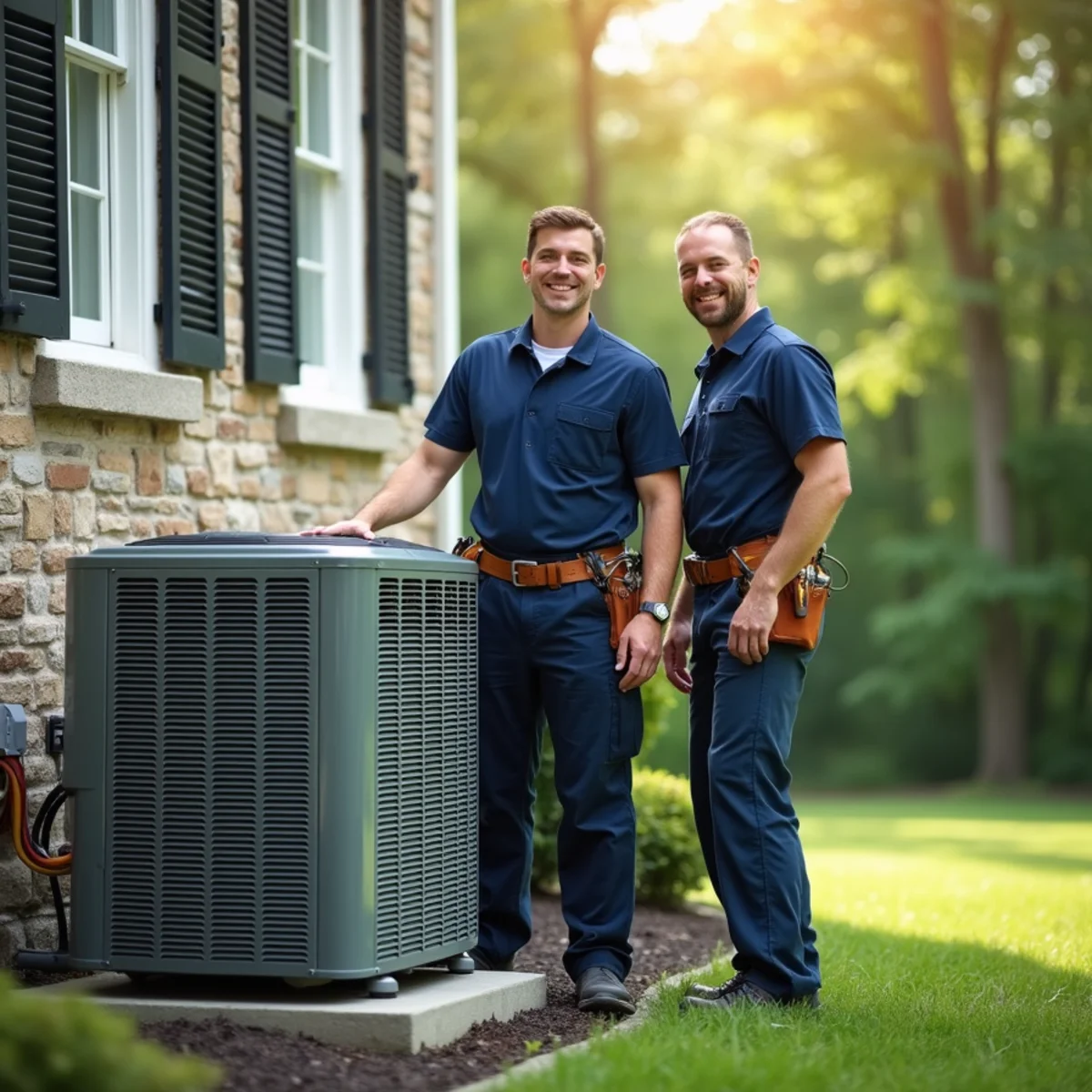 Large estate home in Fallston MD featuring dual outdoor heat pump systems